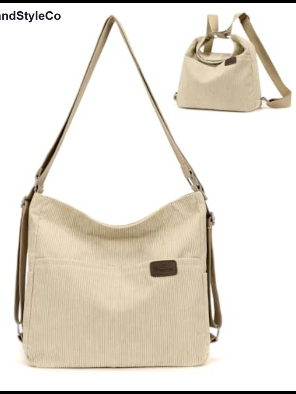 Corduroy Tote Bag Convertible Backpack Purse Crossbody Hobo Handbag